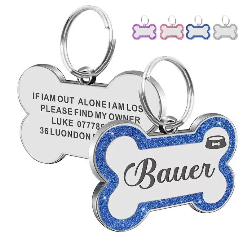 Etiqueta de identificación personalizada de doble cara para perros y gatos, etiquetas colgantes con nombre para perros y gatos, accesorios para Collar de mascota, etiquetas de hueso antipérdida para perros y gatos - imagen 3