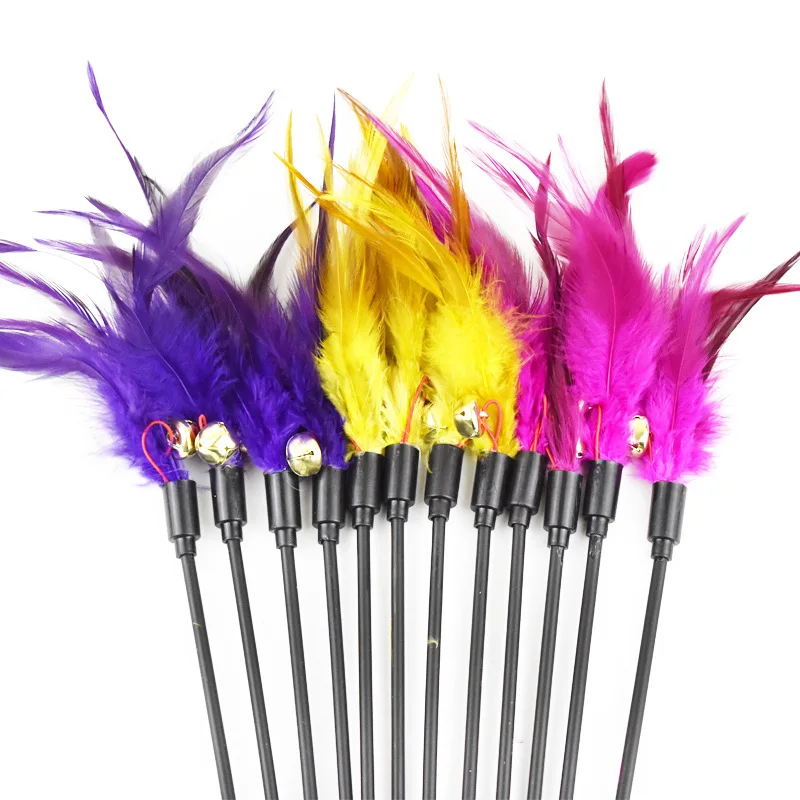 Juguete interactivo para gatitos y gatos, varilla de pluma para mascotas, palo Teaser, Color aleatorio, 1/2 piezas - imagen 4