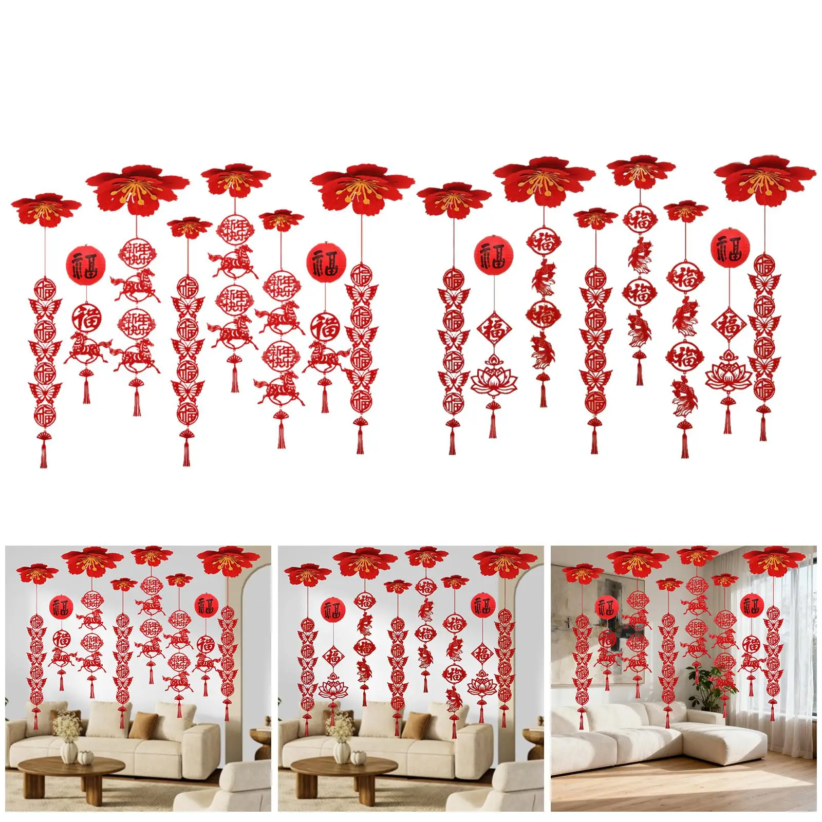 Colgante borla fieltro rojo Año Nuevo Chino del Caballo decoración