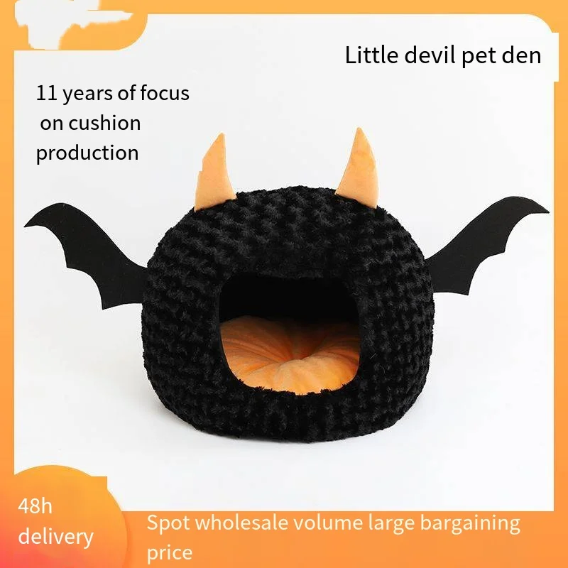 Casa de mascotas para Halloween Imp, arena para gatos, gran espacio, otoño e invierno, cálido Teddy Fadou, perrera para cachorros, casa para gatos, regalo de Navidad - imagen 2