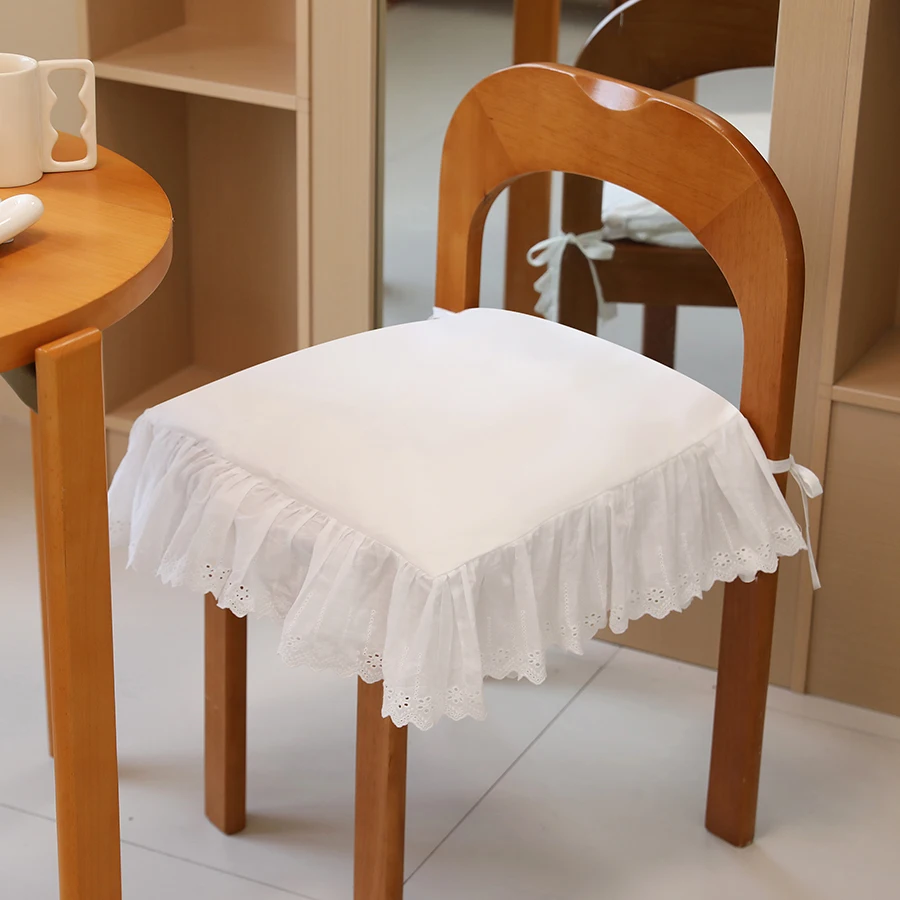Funda para silla de algodón puro blanco de alta gama, diseño hueco bordado moderno Simple para uso doméstico, sillas de madera Barest - imagen 3