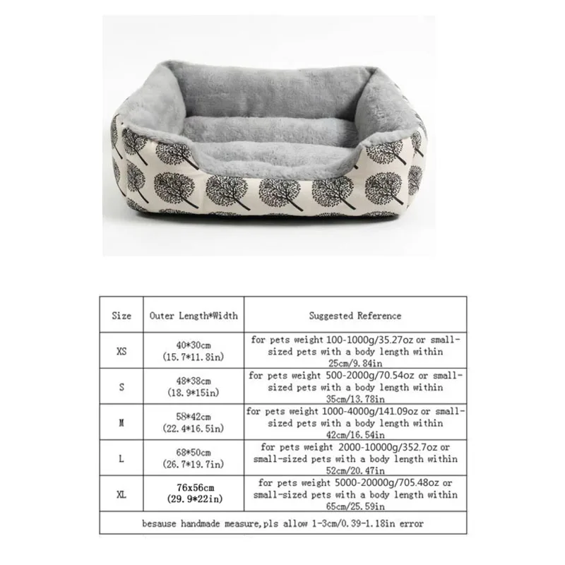 Cama felpa suave para perros y gatos con estampado árbol antideslizante - imagen 4
