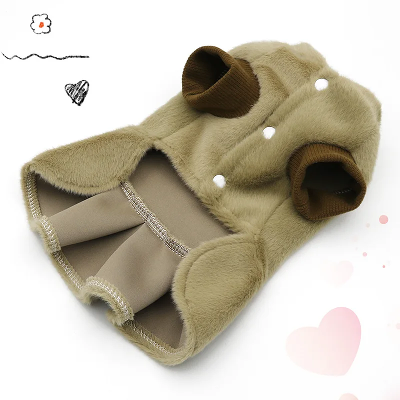 Vestido de felpa de otoño/invierno para mascotas, vestido de princesa para mascotas, abrigo grueso de invierno para gatos y niños pequeños, ropa para perros pequeños, ropa para cachorros - imagen 3