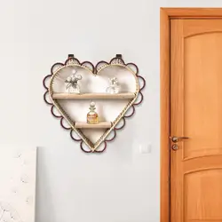 Estante de pared con forma de corazón, almacenamiento de baratijas rústico multifunción moderno, organizador de 2 capas para baño, tocador, sala de estar, decoración del hogar