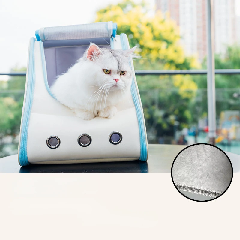 Bolsa de transporte para gatos y perros, mochila con cápsula espacial, jaula de doble hombro, transparente, transpirable, impermeable, portátil - imagen 3