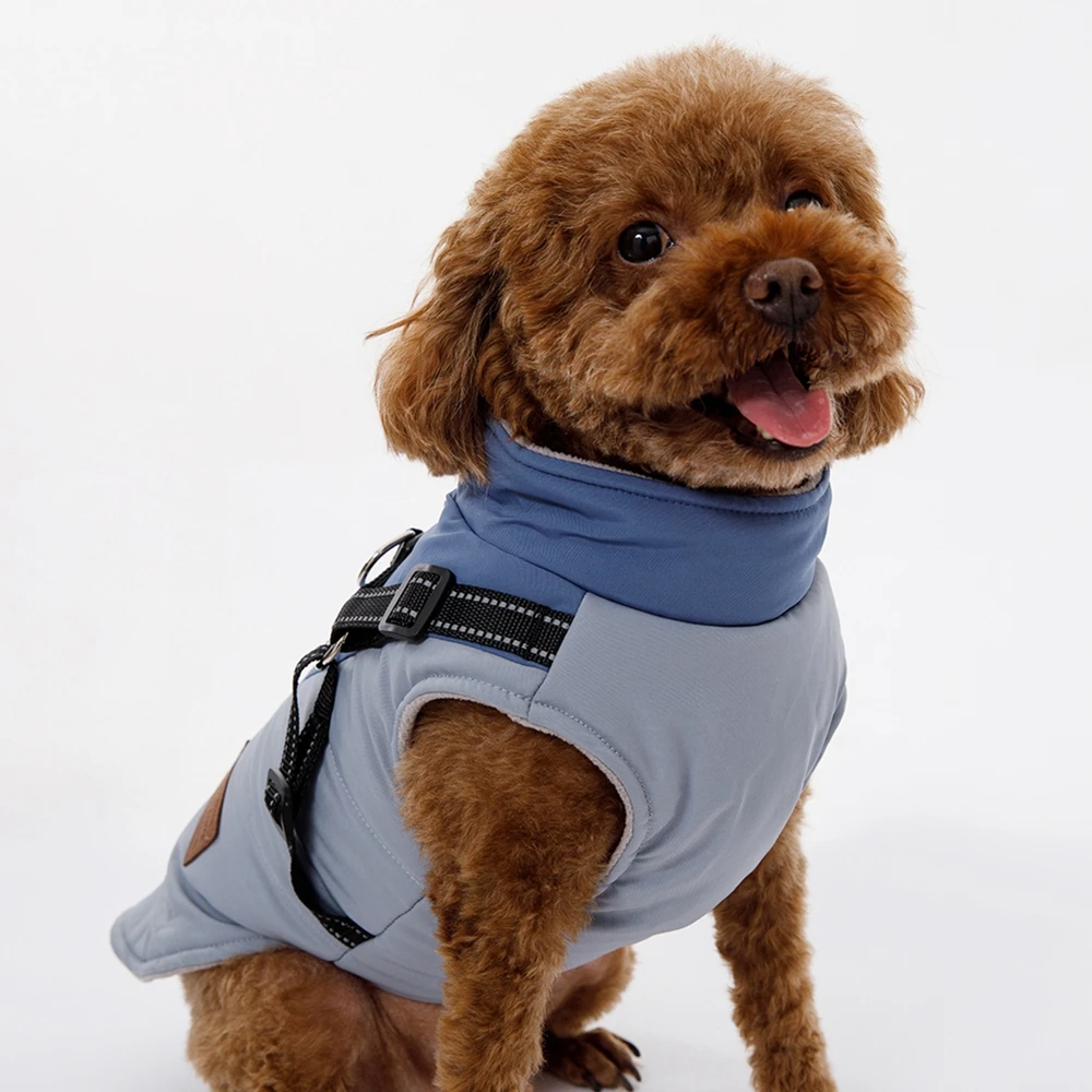 Chaqueta para perros con arnés, ropa de invierno para perros pequeños y grandes, abrigo impermeable cálido para mascotas, ropa para Chihuahua, disfraces para cachorros - imagen 4