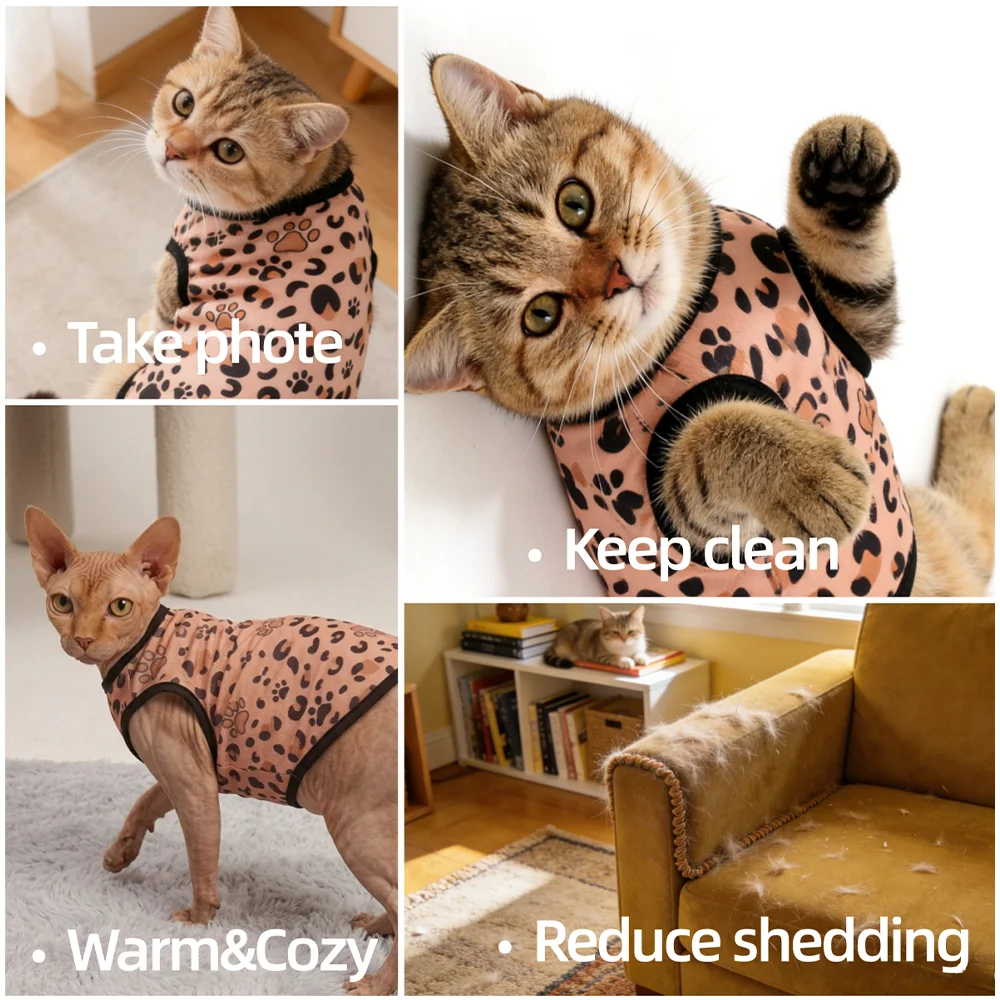 Chaleco con estampado leopardo para gatos - cómodo y transpirable - imagen 2