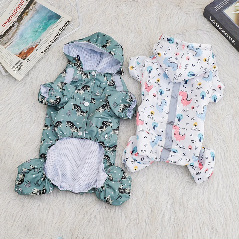 Chubasquero con estampado de dibujos animados para Chihuahua, mono impermeable con gorro para caminar al aire libre para mascotas, perros pequeños, Poncho reflectante ligero para cachorros - imagen 5