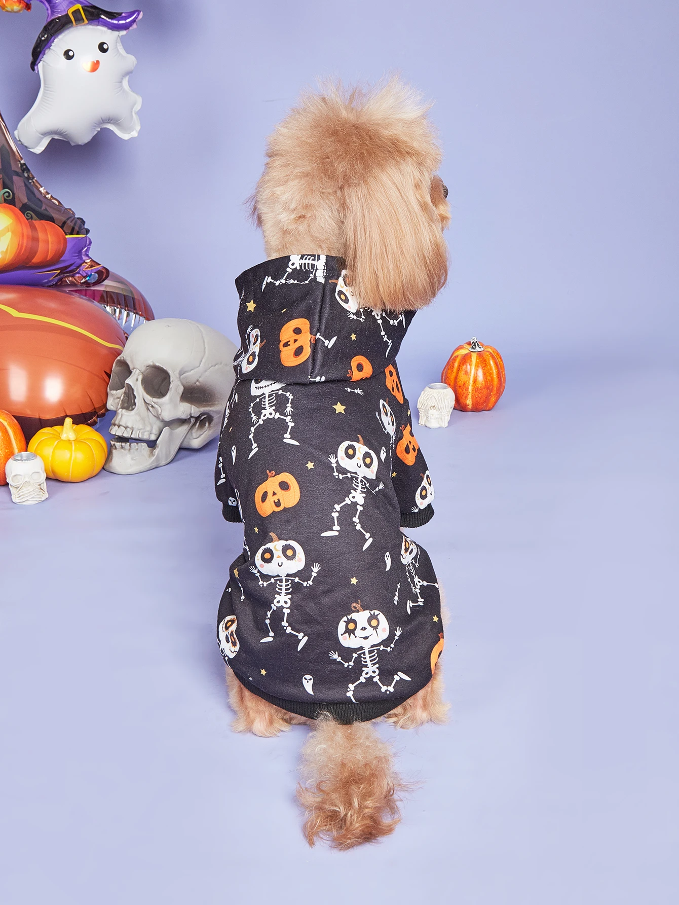 Sudaderas con capucha de esqueleto de Halloween para mascotas, camisa linda de Calavera, disfraces de gatitos para cachorros, ropa de huesos - imagen 2