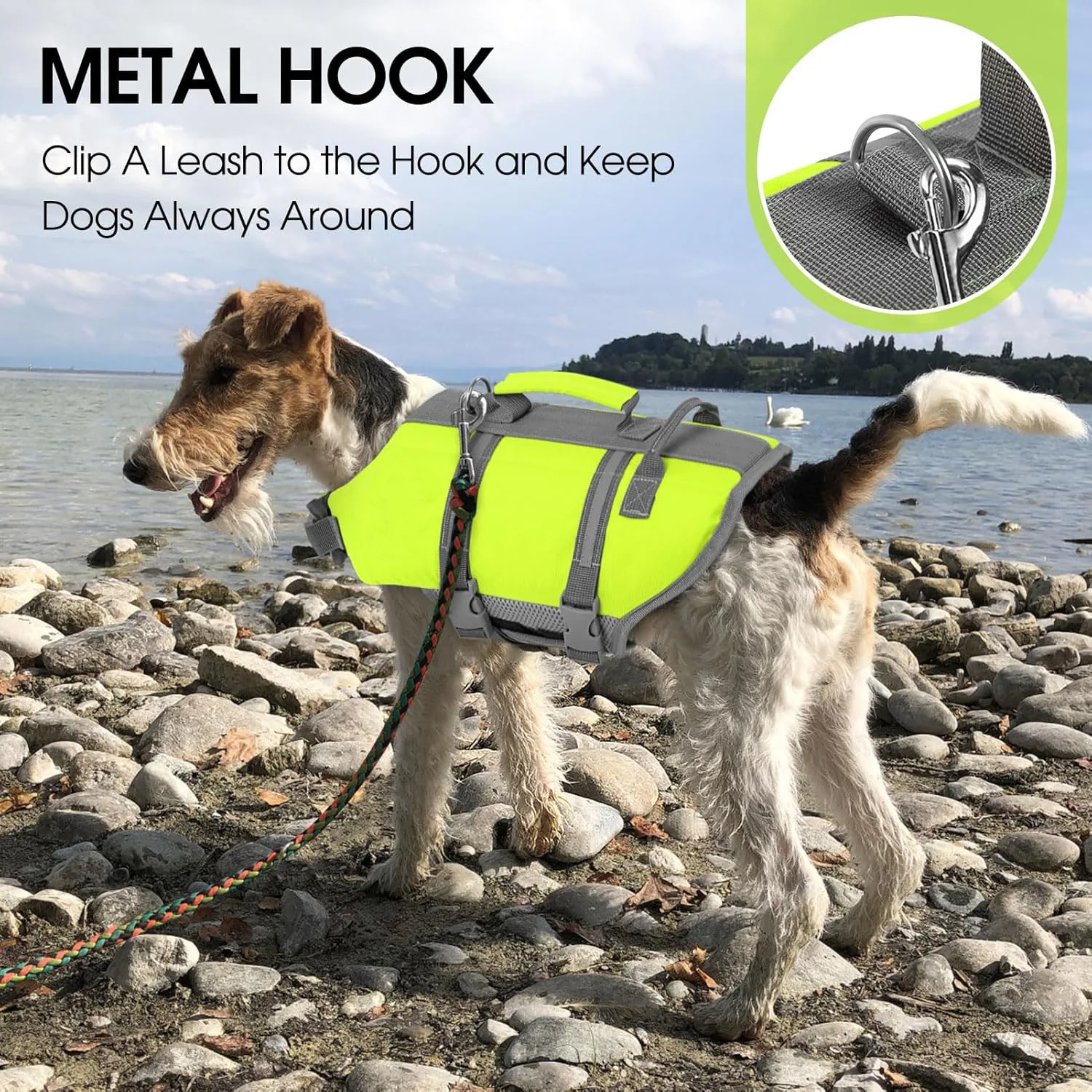 Productos para mascotas, traje de baño para perros, chaleco salvavidas de alta flotabilidad, Color Visual, tira reflectante fuerte, chaleco salvavidas para mascotas, suministros para perros - imagen 5