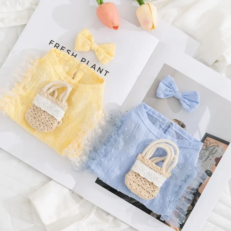 Vestido de hada para mascotas a la moda, falda de princesa para cachorros, bolso cruzado, Falda corta para perros pequeños, ropa para perros de Color sólido - imagen 3