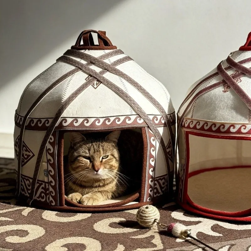 Casa de Fieltro para Gatos - Nido retro lujo, cama oculta 4 estaciones - imagen 2