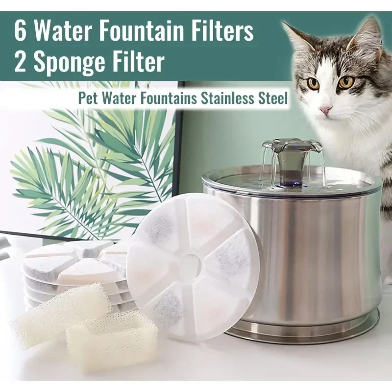 6 unids/pack filtros de fuente de agua para mascotas filtros de fuente de agua de repuesto para gatos filtros dispensadores de agua para mascotas con esponjas para gato - imagen 4