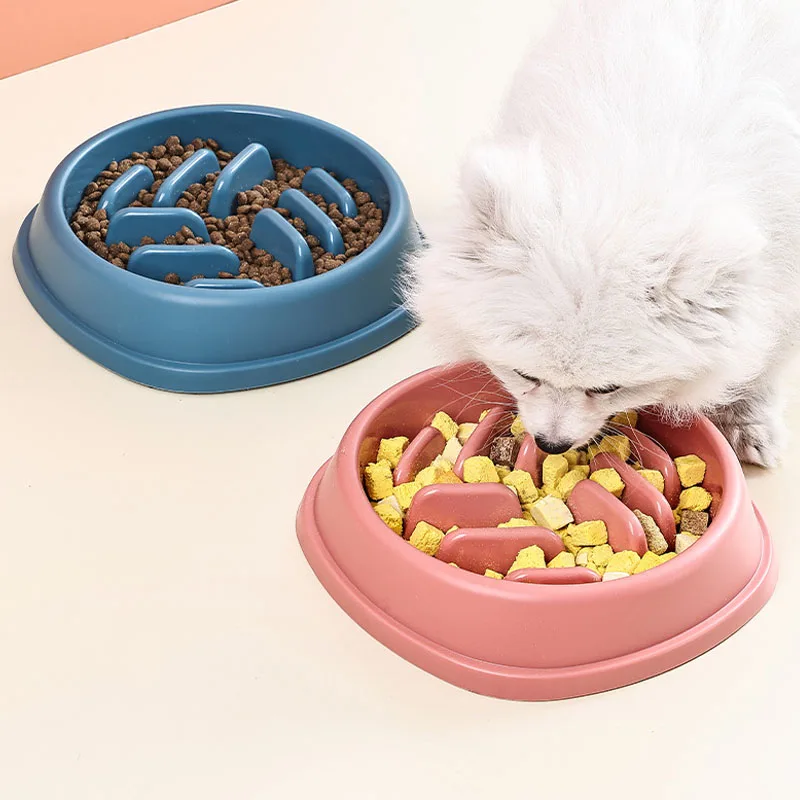 Alimentador lento de plástico para perros y gatos, rompecabezas antiasfixia, cuenco de comida, platos antiansiedad para perros pequeños, platos de comida para cachorros, dispensador lento - imagen 5