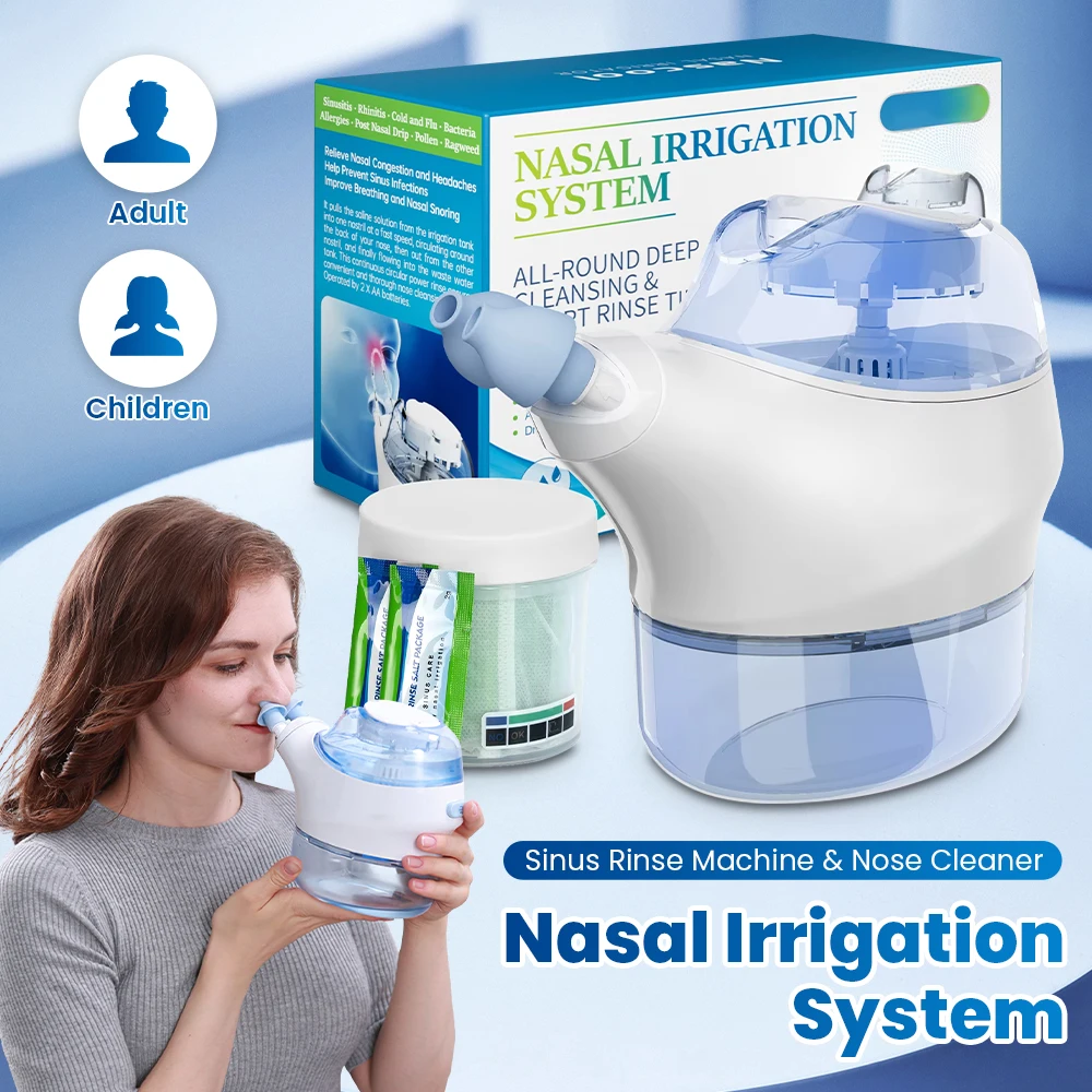 Irrigador Nasal eléctrico de 200ml con 50 SaltPods, limpiador de nariz, lavadora, enjuague sinusal, máquina limpiadora profunda completa para adultos y niños - imagen 2