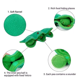 Juguete olfateador con guisante para perros–Peluche bolsillos chirriador