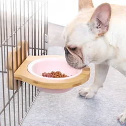 Perrera colgante extraíble con comedero y cuencos para gatos y perros