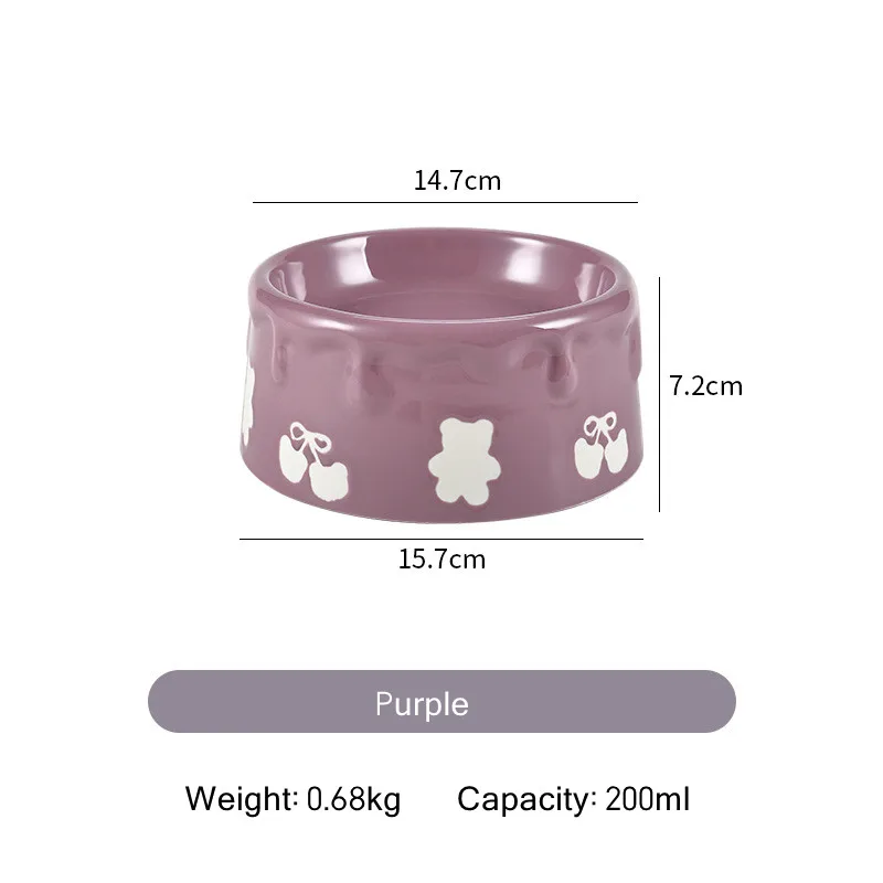 Cuenco para gatos, cuenco para beber de grano de cerámica bonito, cuencos para beber con alimentador de comida para mascotas antiobturación - imagen 5