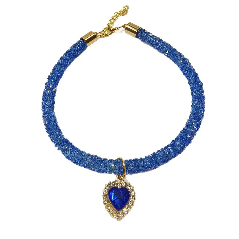 Collar para gatos y perros con colgante corazón diamante multicolor - imagen 5