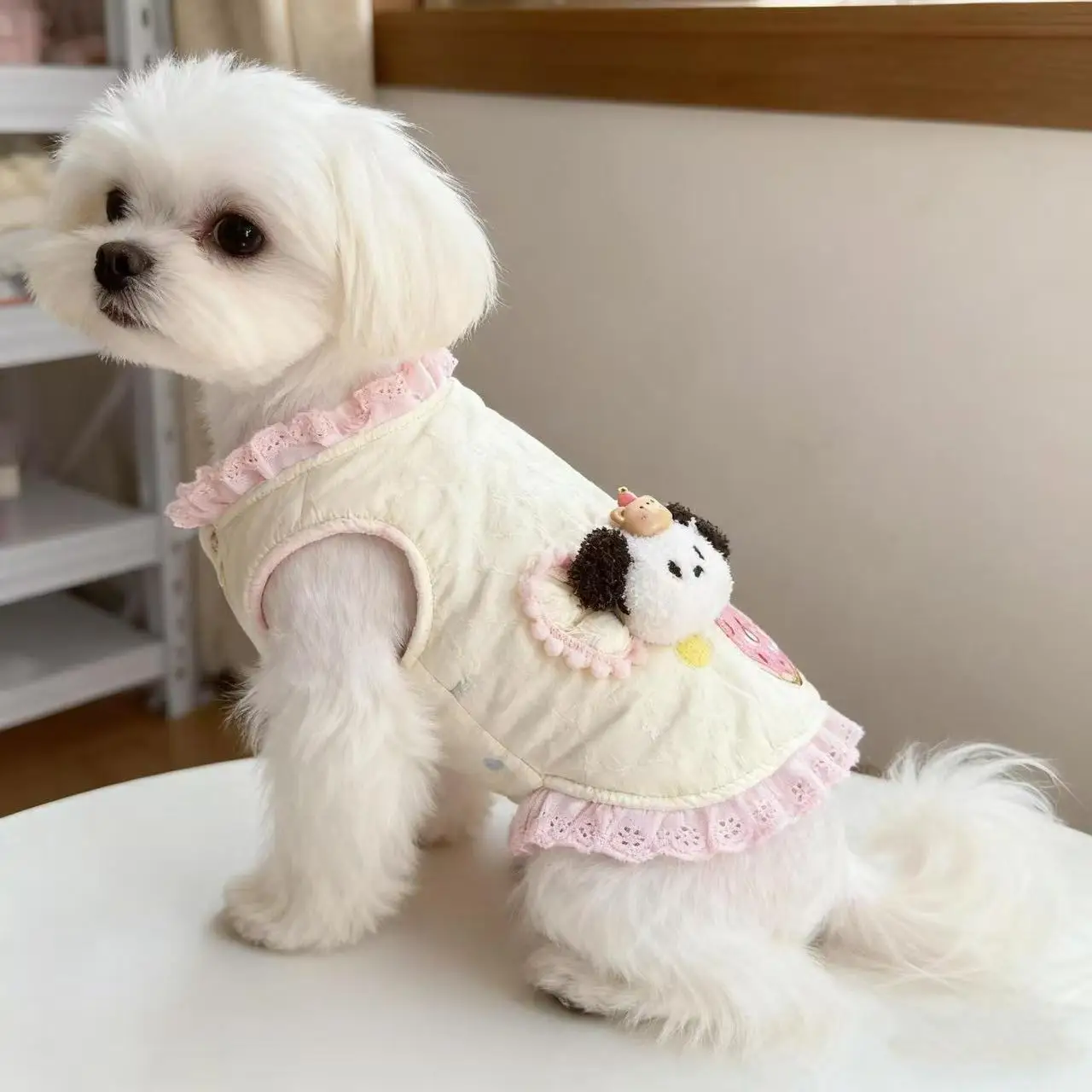 Abrigo bordado de otoño/invierno para mascotas, Teddy Schnauzer, chaleco grueso cálido para mascotas, ropa para perros pequeños, ropa para cachorros - imagen 3