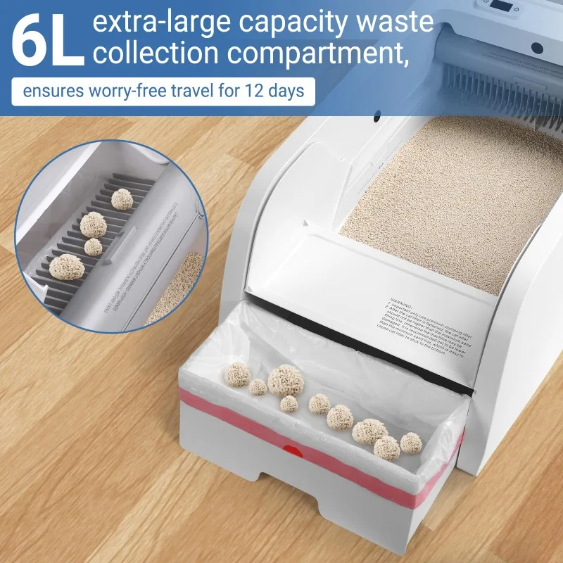 Caja de arena automática para gatos 3,0, autolimpieza, caja de arena automática mejorada para gatos, autolimpieza que puede usar la arena para gatos aglomotor - imagen 3