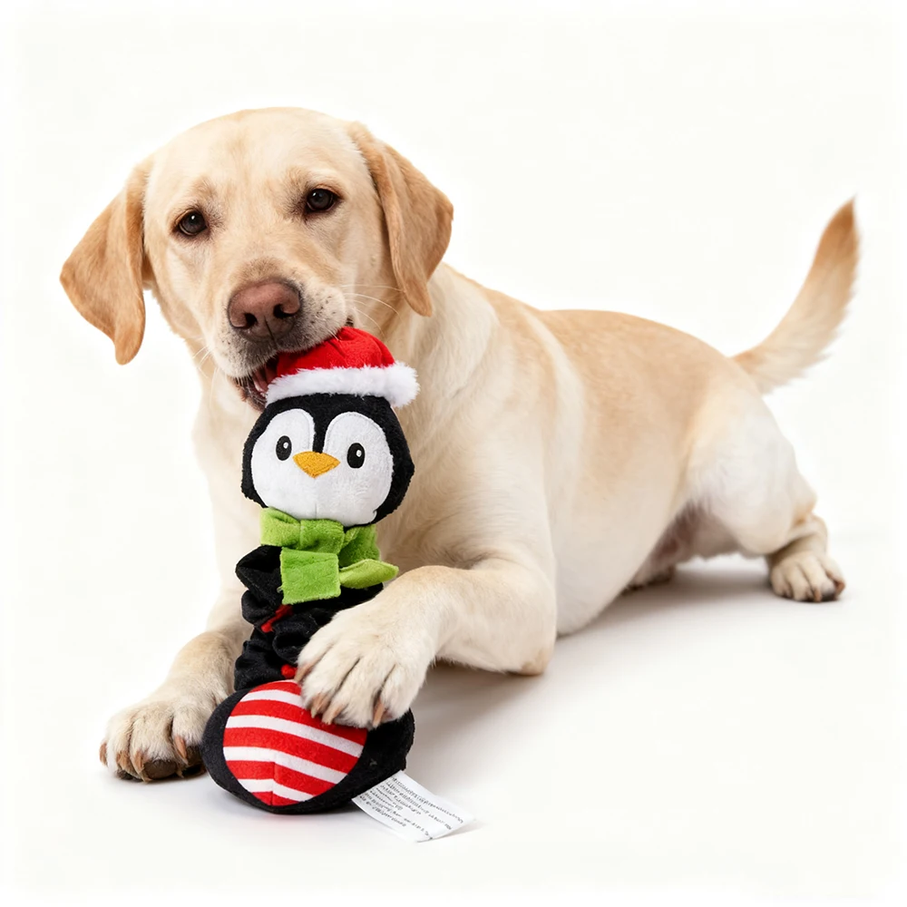 Juguete navideño para mascotas con chirrido para perros pequeños y medianos, cachorro masticable de felpa, perro grande, muñecos que juegan, limpieza de dientes, juguetes para mascotas
