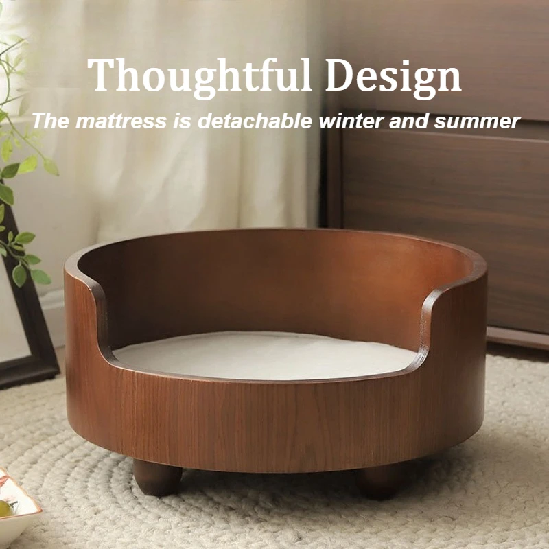 Cama de lujo para gatos, camas de madera para interiores, estera extraíble, gruesa, fácil de limpiar, bandeja para gatos, sofás para sala de estar, tapicería para el hogar