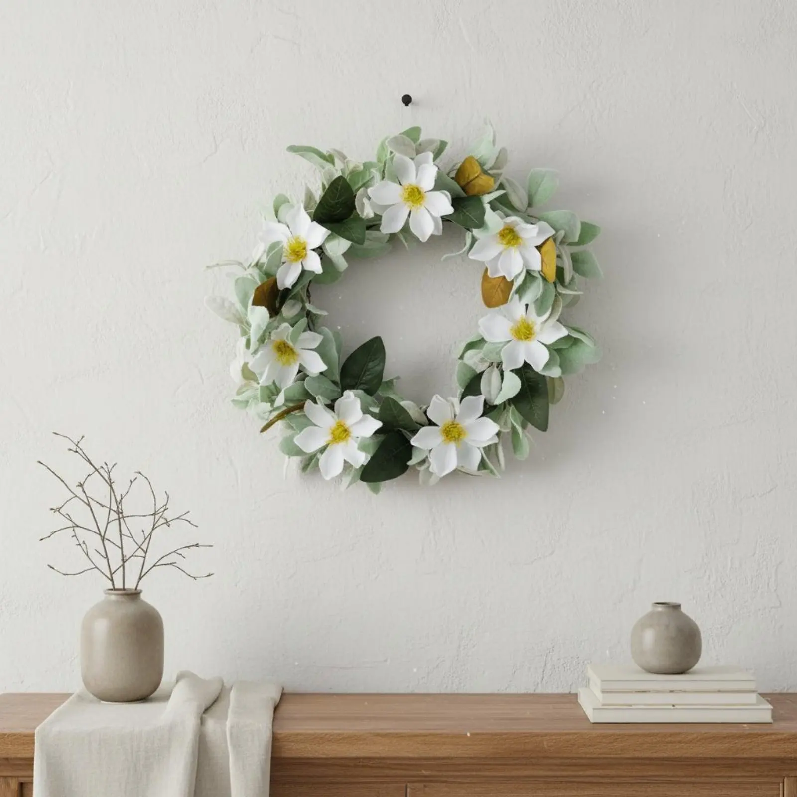 Guirnalda floral decorativa blanca con vid natural para gatos y perros - imagen 2