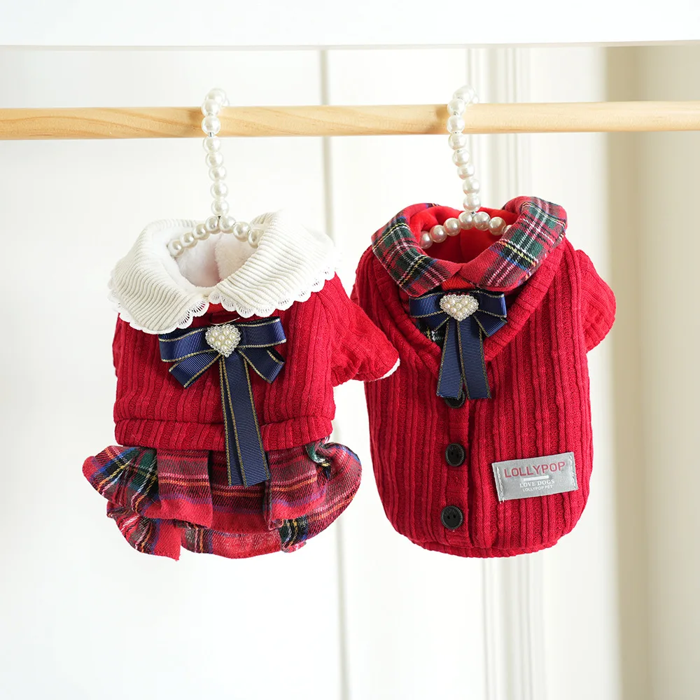 Abrigo de algodón grueso para perro – Estilo británico navideño - imagen 4
