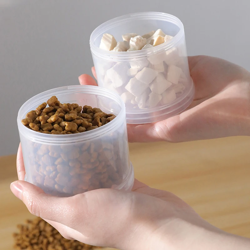 Contenedor de almacenamiento de alimentos para mascotas de 3 capas, tanque dispensador de alimentos portátil para perros al aire libre, tarro de almacenamiento de alimentos sellado transparente con escala - imagen 2