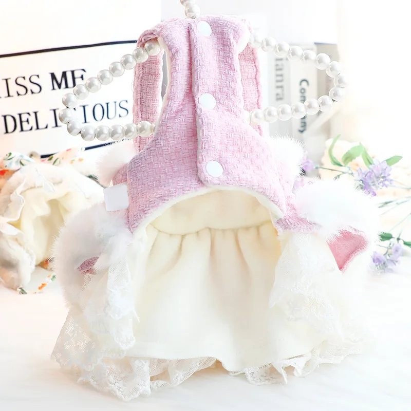 Vestido cálido para mascotas, suéter, falda de princesa, gato, perro de peluche maltés, ropa de Navidad, Otoño e Invierno - imagen 3