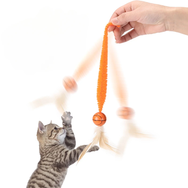 Juguetes interactivos para gatos, pelota que rebota de plumas coloridas, suministros para mascotas, rompecabezas para gatitos, juguete de pelota para gatos de interior - imagen 2