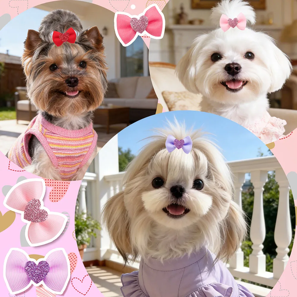 Lazos para perros con corazones hechos a mano - Colores surtidos - imagen 2