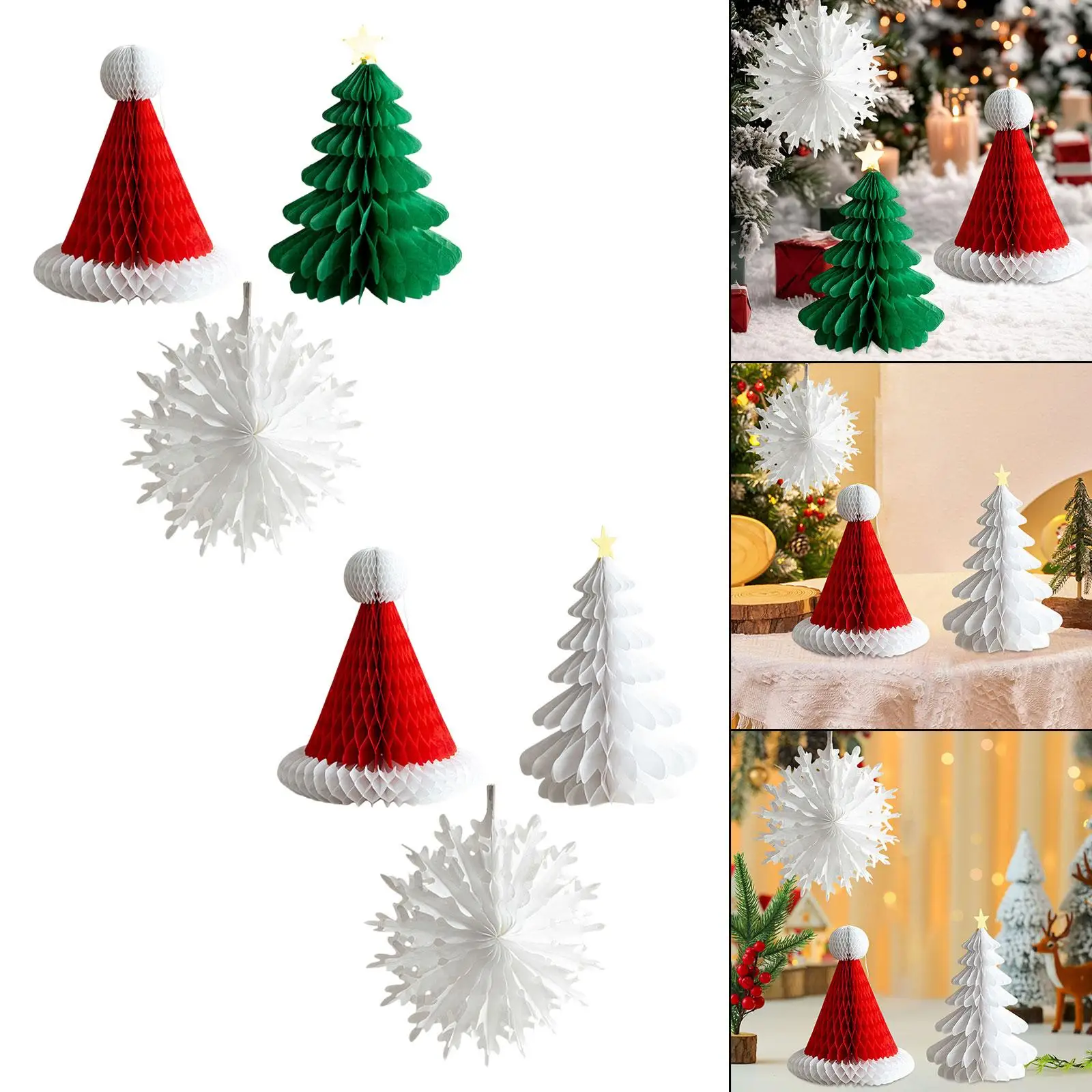 3Pcs Honeycomb Paper Christmas Tree Ornaments Table Centerpiece Modern Collectible Hanging Decorations for Celebration Party 3Pcs Honeycomb Paper Christmas Tree Ornaments Table Centerpiece Modern Collectible Hanging Decorations for Celebration Party