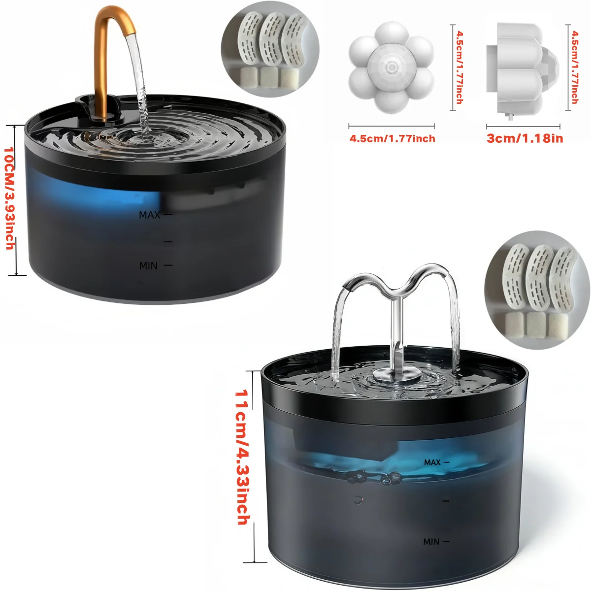 Fuente automática de agua silenciosa para gatos con filtro LED - imagen 3