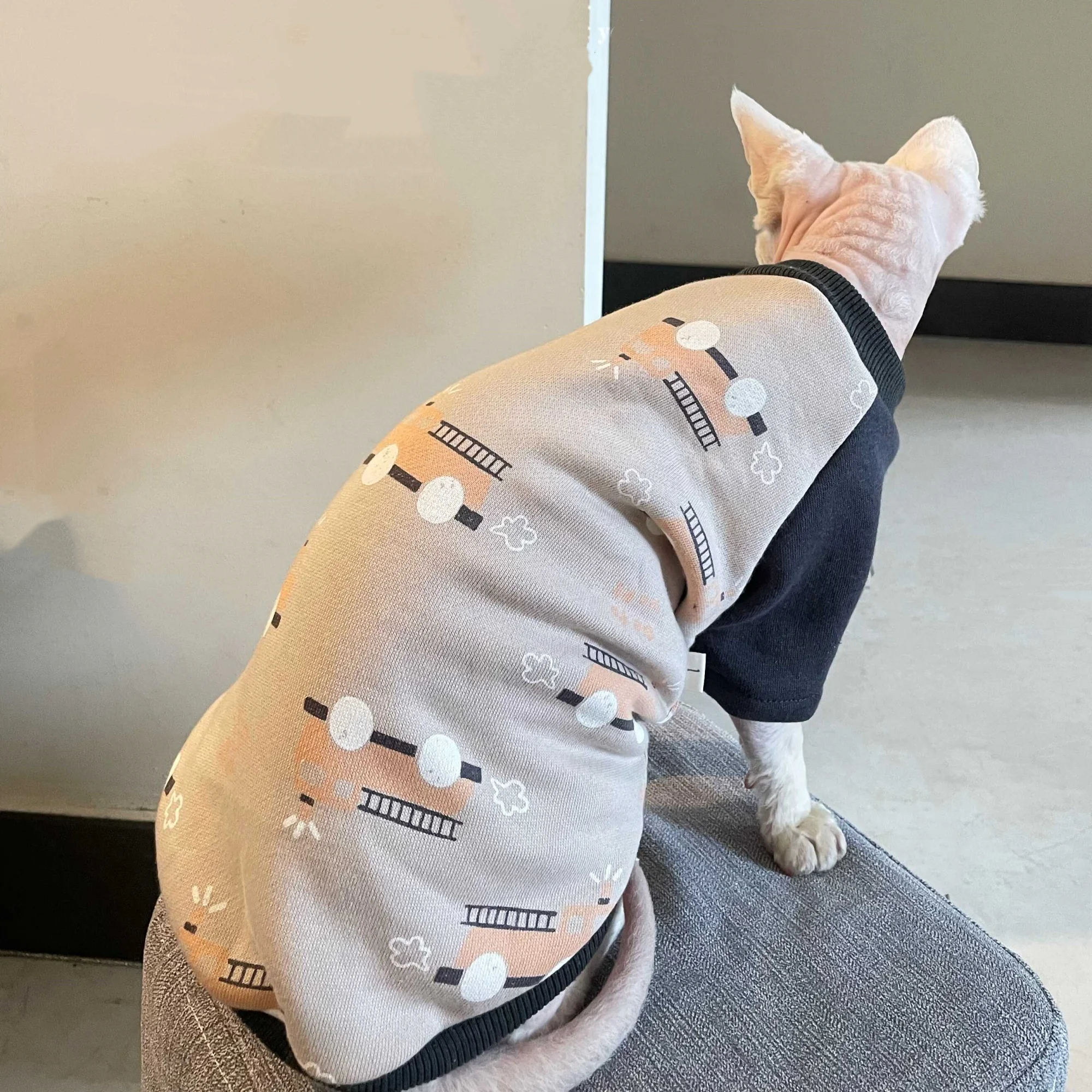 Sudadera polar gris con coches para gatos Sphynx y Devon Rex - imagen 4