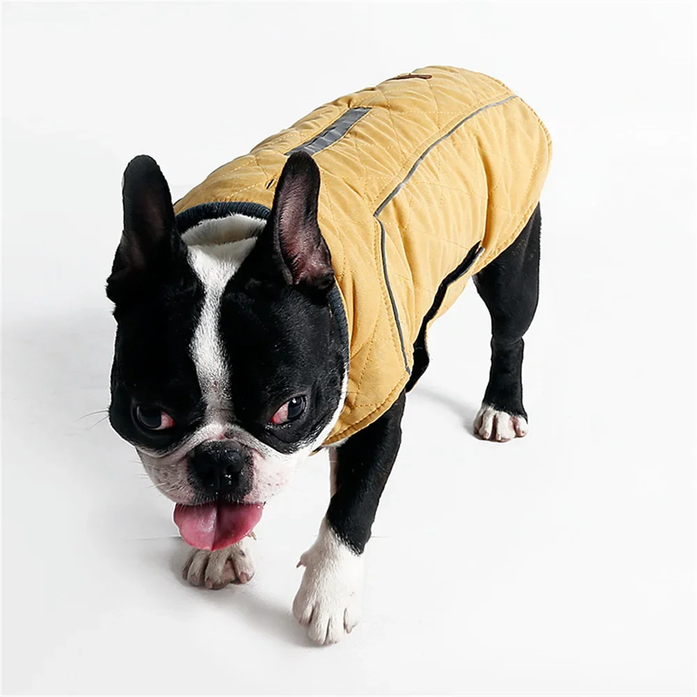 Abrigo de estilo Retro para mascotas Bulldog Francés, chaqueta de invierno cálida para perros grandes, ropa para perros medianos y grandes, ropa para mascotas Pug Bull Terrier - imagen 4