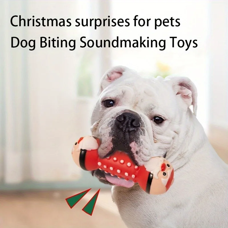 Juguete para masticar para perros, árbol de Navidad de vinilo, muñeco de nieve, Papá Noel, juguete con barra chirriante para interiores, perros pequeños/medianos/juguetes para la dentición de gatos - imagen 4