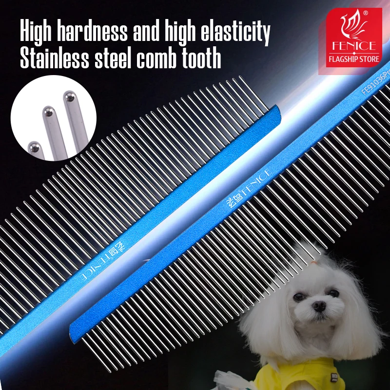 Peine estilo Luna Fenice para el cuidado de mascotas, peine individual de Metal de aluminio para perros, peine de acero inoxidable para perros y gatos, cepillo para el pelo - imagen 3
