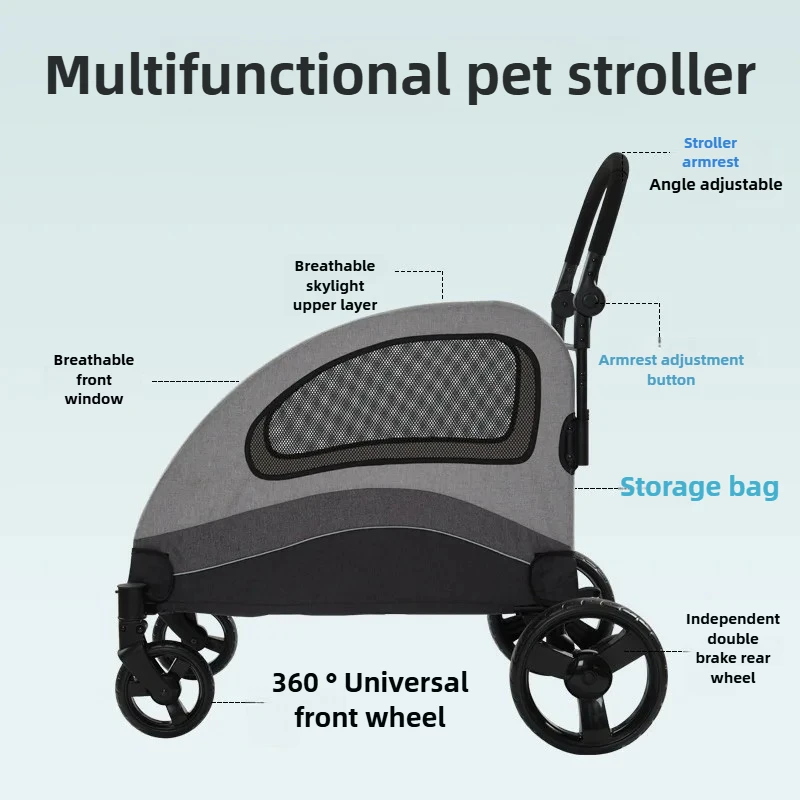 Carrito plegable para perros medianos/grandes y varios gatos - imagen 2