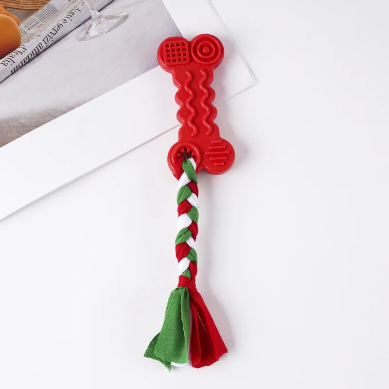 8 Uds. Juguetes para masticar perros para razas pequeñas • Nudos de cuerda navideña y tiras de tela • Juguetes molares para la dentición para aliviar el aburrimiento - imagen 2