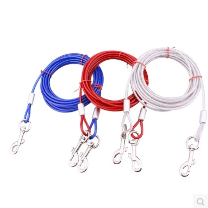 Cable de amarre para perros, correa para mascotas de alambre de acero galvanizado con revestimiento de PVC, plomo a prueba de masticar para perros grandes, mascotas, patio para perros, Camping al aire libre - imagen 2