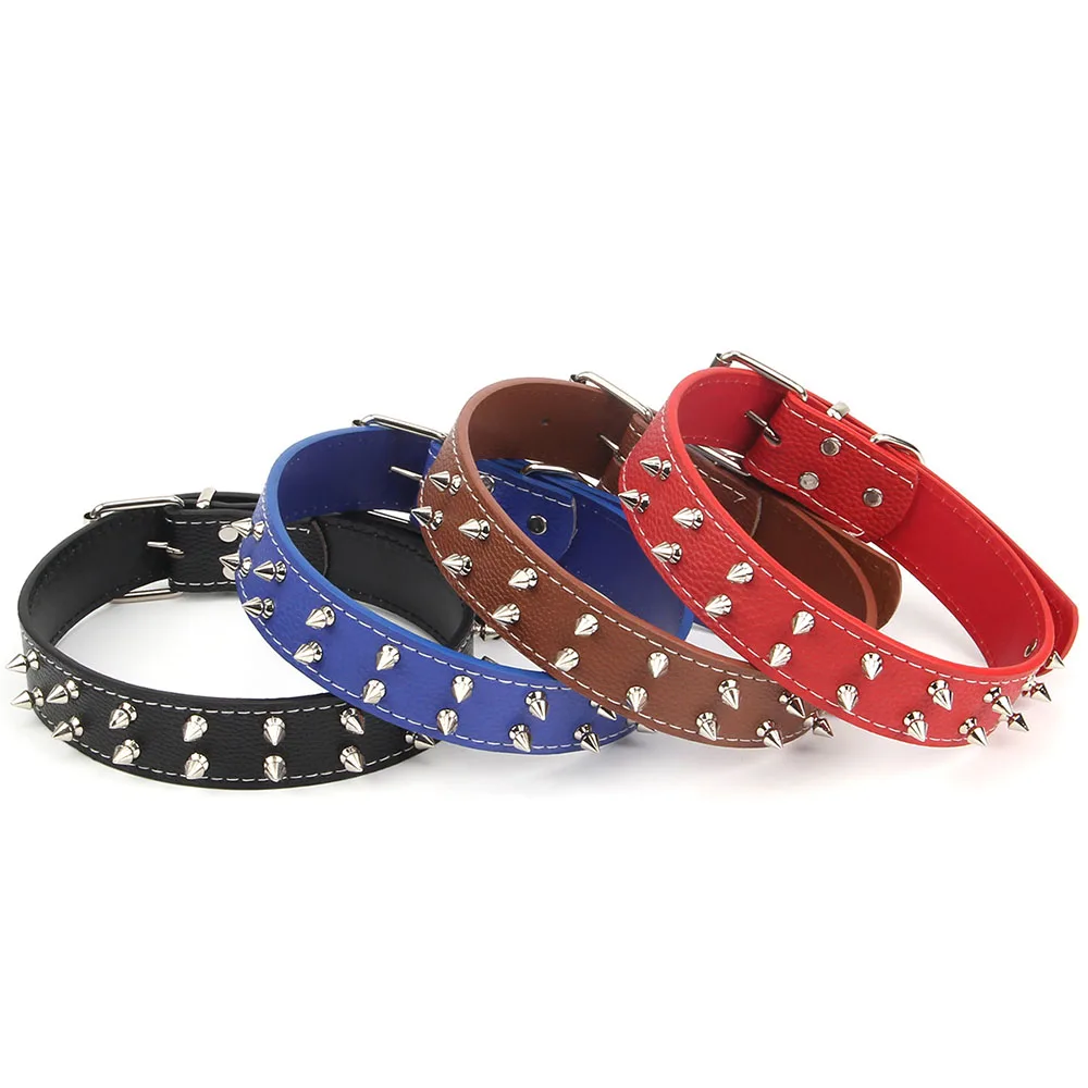 Collar para perro grande y mediano: banda para el cuello de cuero PU estilo punk para mascotas con picos, Collar duradero para perros de razas grandes, suministros para mascotas - imagen 5
