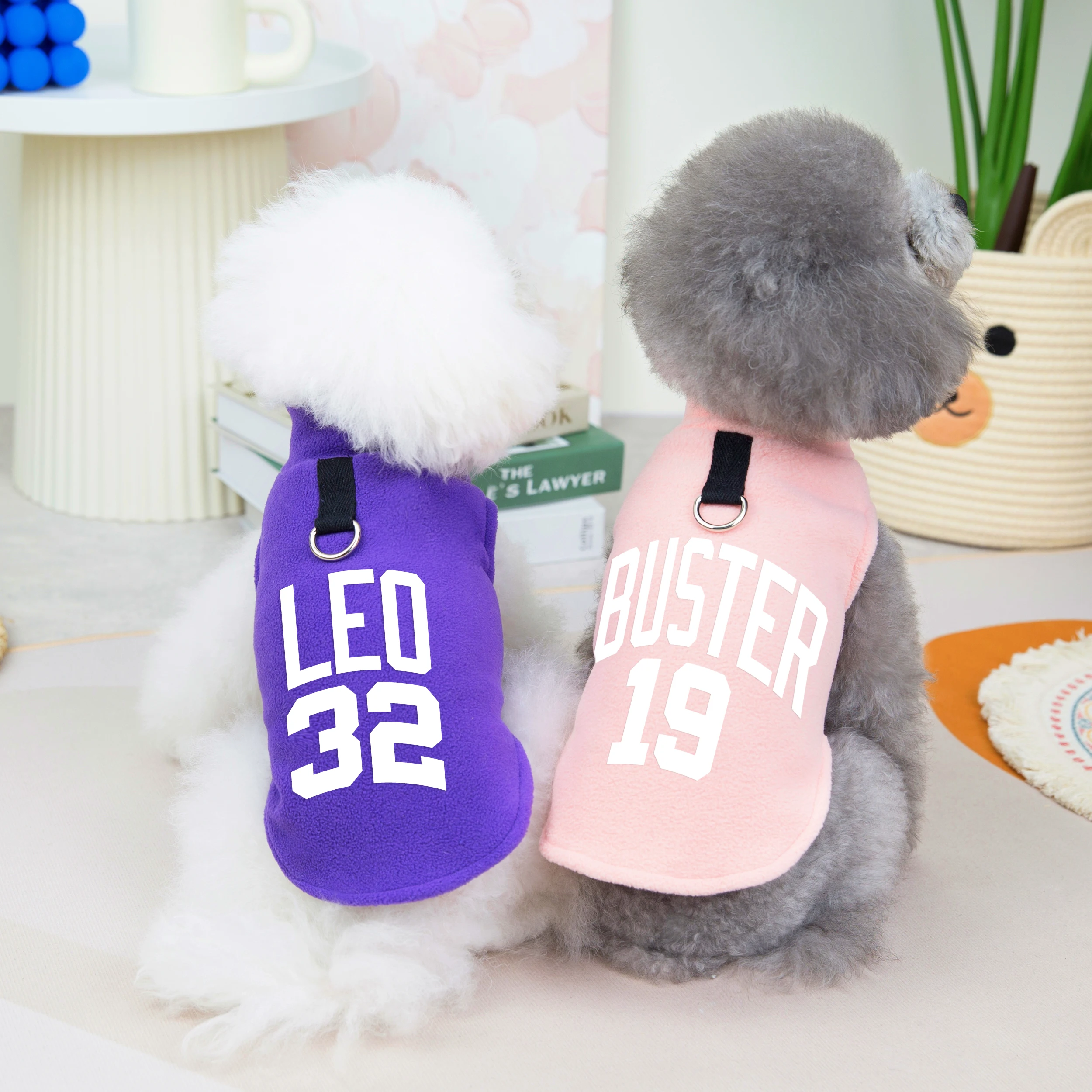 Ropa personalizada para perros, chaleco de lana suave para perros, ropa cálida de invierno para mascotas, impresión gratuita, número de nombre para perros pequeños, medianos, gatos, Pug - imagen 4