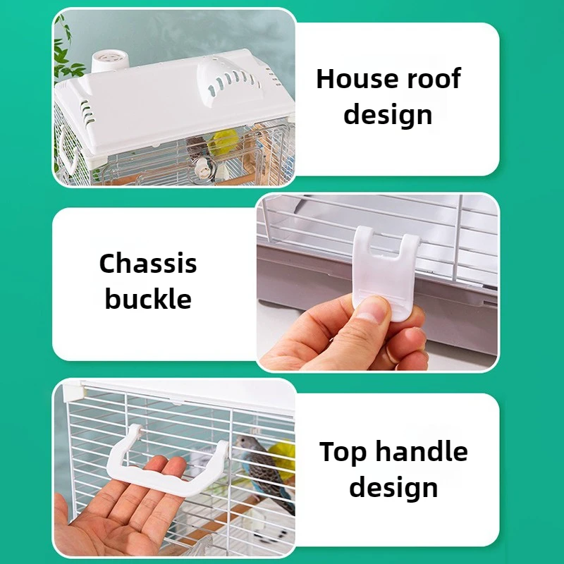 Jaulas acrílicas para pájaros, cajón grande, jaula para pájaros, loros, accesorios para pájaros grandes, jaula para loros, Animal PEQUEÑO, escondite, jaula para pájaros con casa de juguete - imagen 4