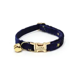 Collar para gato personalizado con placa de identificación y campana