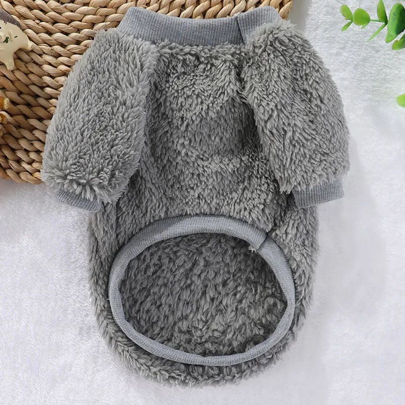 Ropa de lana para perros, abrigo con capucha de felpa cálido para invierno, para perros pequeños y medianos, disfraz de Chihuahua, Dachshund, sudadera para cachorros, suéter XS - imagen 2