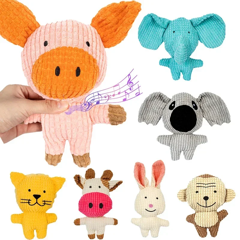 Lindo cerdo elefante Molar entrenamiento descomprimir interactivo perro sonido juguete mordedura de peluche mascota perro chirrido juguetes para perros pequeños - imagen 2