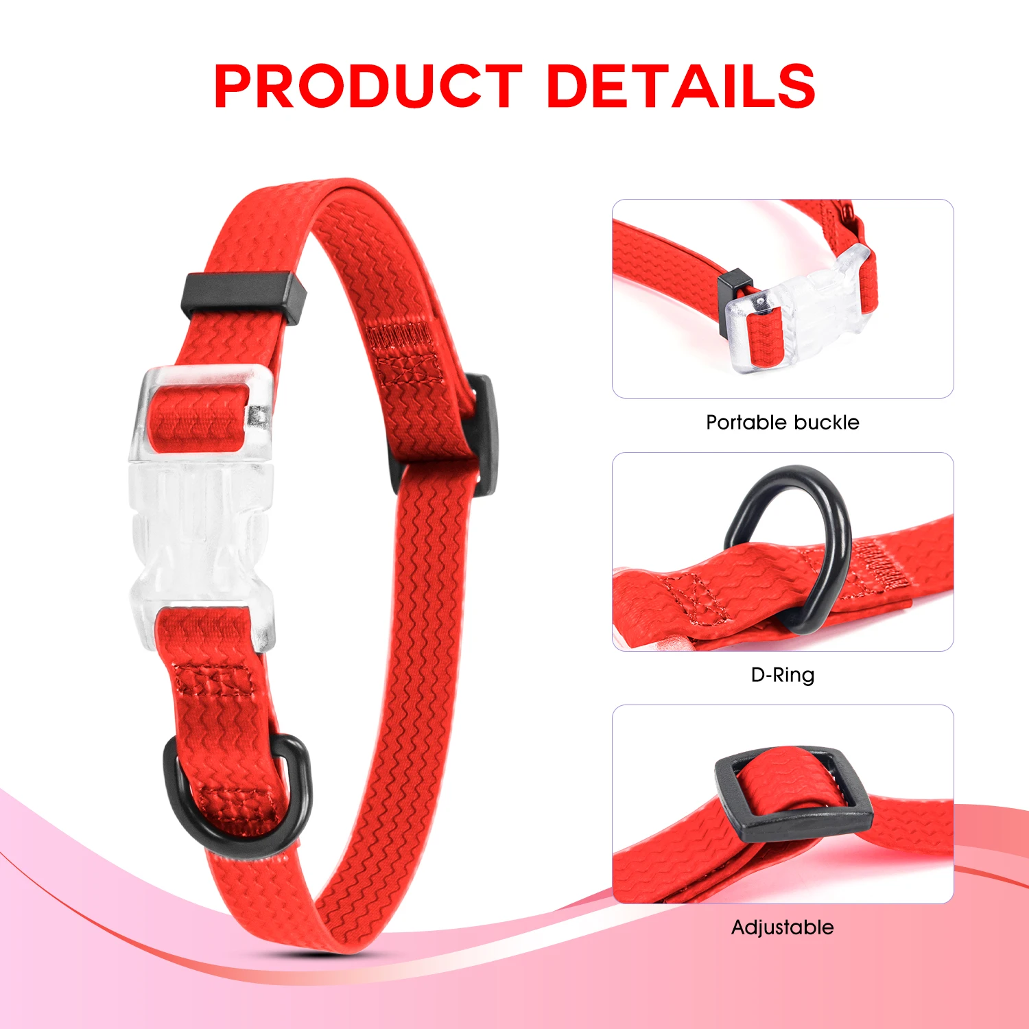 Collar de perro de PVC impermeable Collar mediano de gran tamaño para perros Opciones de color rojo púrpura para perros grandes - imagen 4