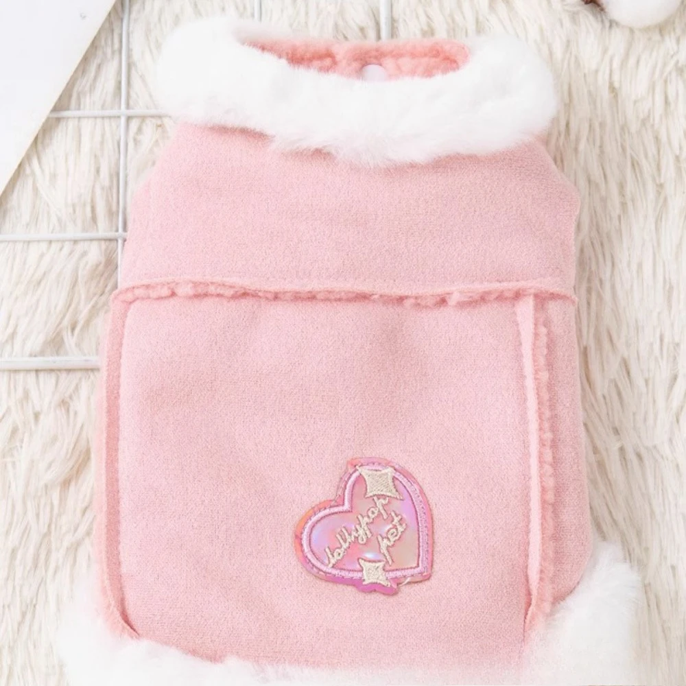 Abrigo de piel de cordero integrado para perro, chaleco cálido de otoño e invierno para perros pequeños, ropa para cachorros, ropa para perros pequeños